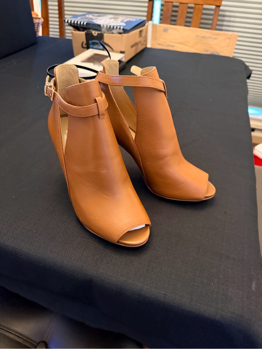 Michael Kors  Women's Open-Toe Ankle Booties in Tan (8)